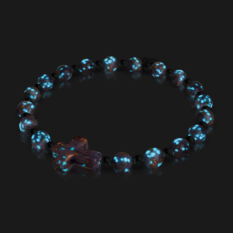 Periwinkle | Silver | Firefly Glass Cross Bracelet