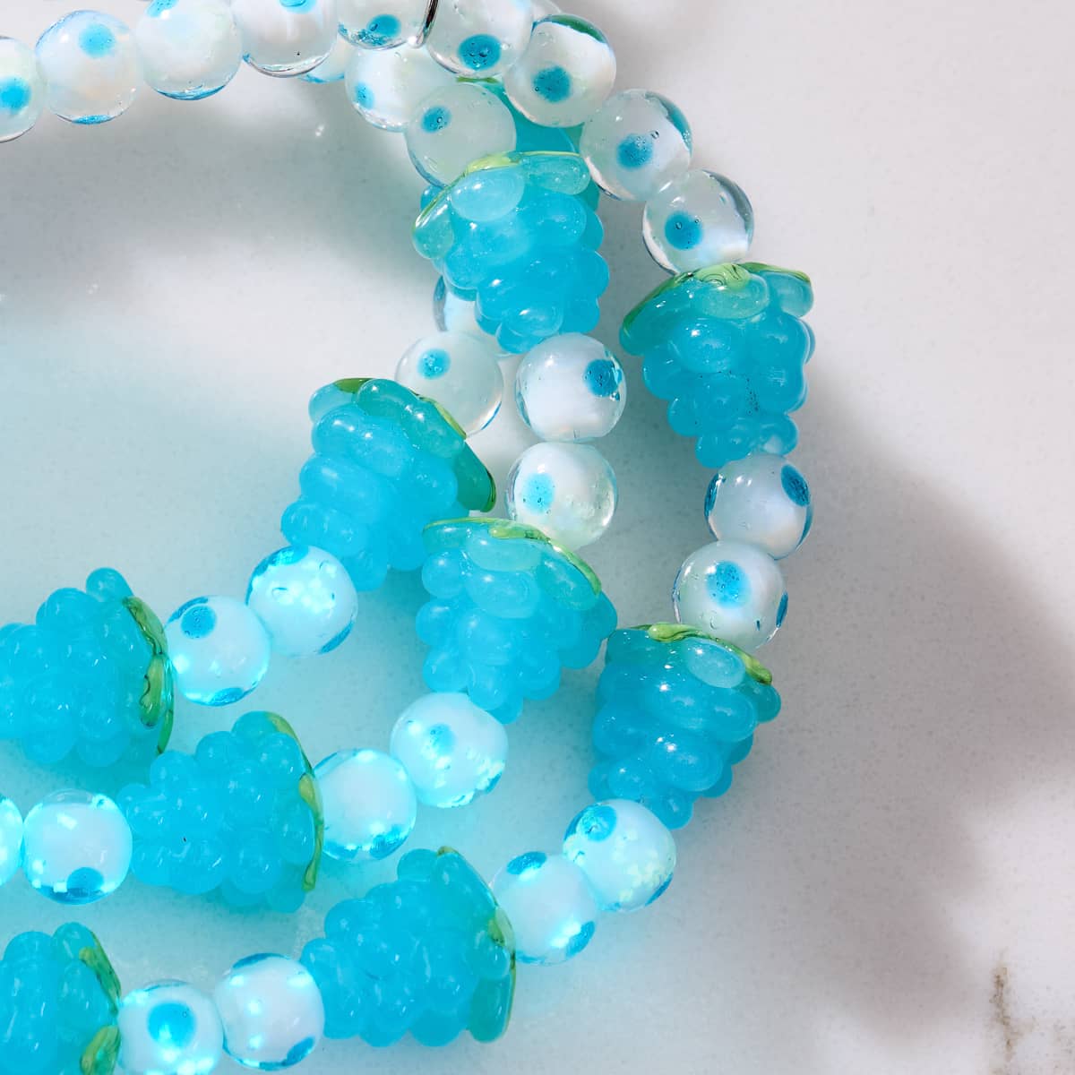 Polka Dot Blue | .925 Sterling Silver | Firefly Glass Berry Bracelet