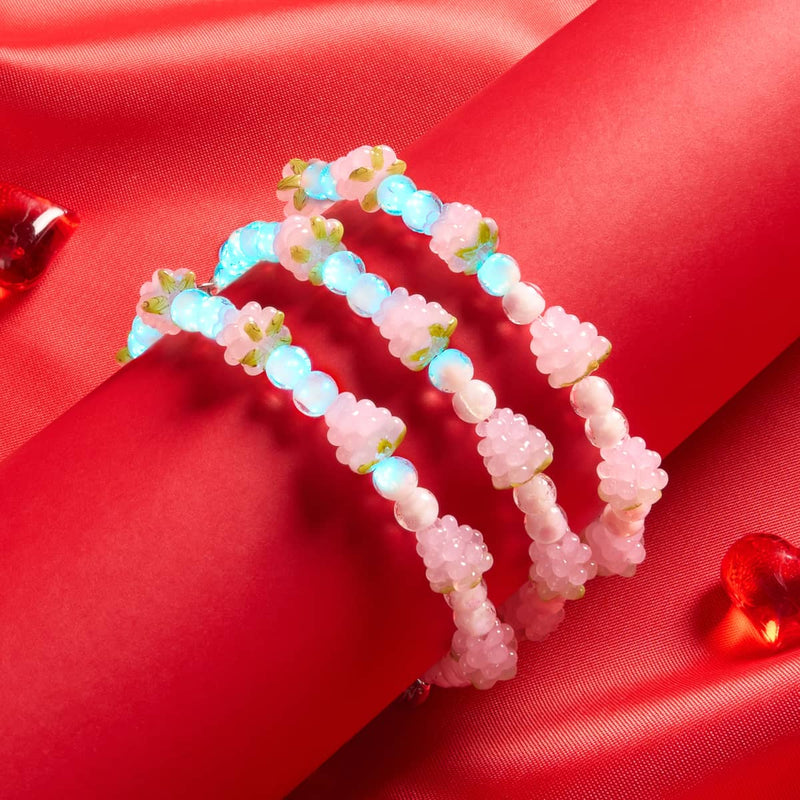 Polka Dot Pink | .925 Sterling Silver | Firefly Glass Berry Bracelet