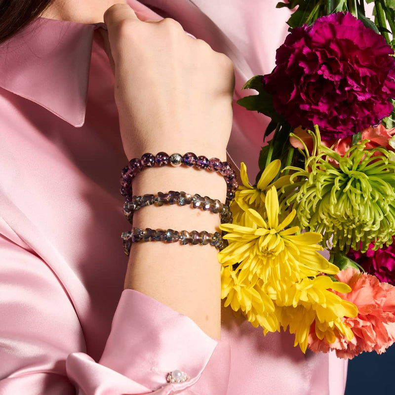 Purple Elixir | Silver | Firefly Glass Macrame Bracelet