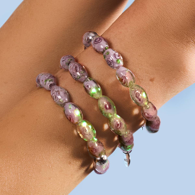 Purple Rose | .925 Sterling Silver | Firefly Glass Garden Bracelet