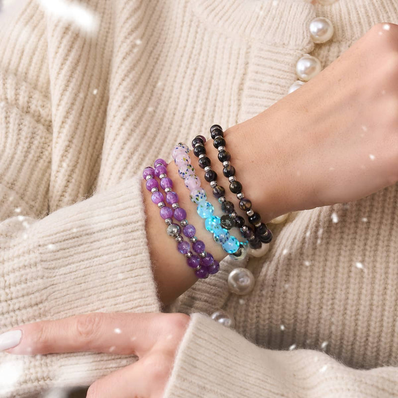 Purple Succulent | .925 Sterling Silver | Firefly Glass Bracelet