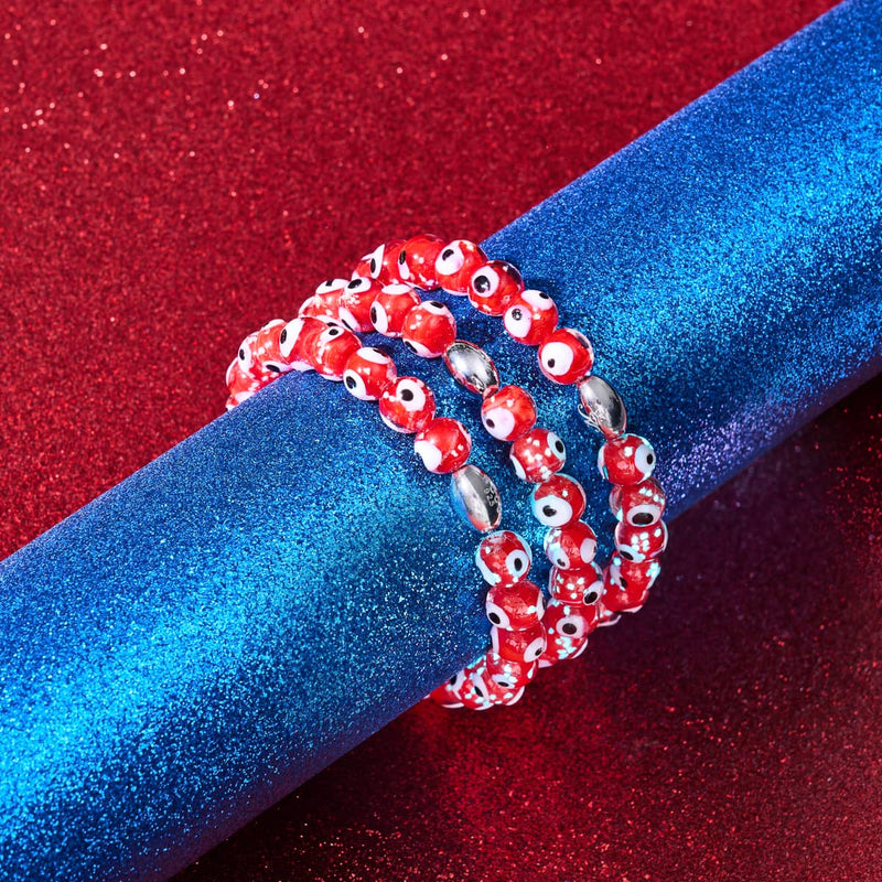 Red | .925 Sterling Silver | Firefly Glass Evil Eye Bracelet