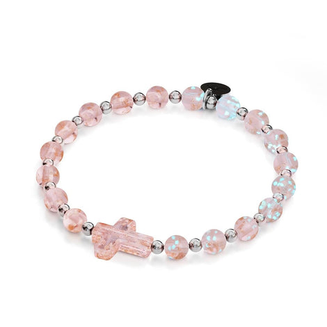 Rosewater | Silver | Firefly Glass Cross Bracelet