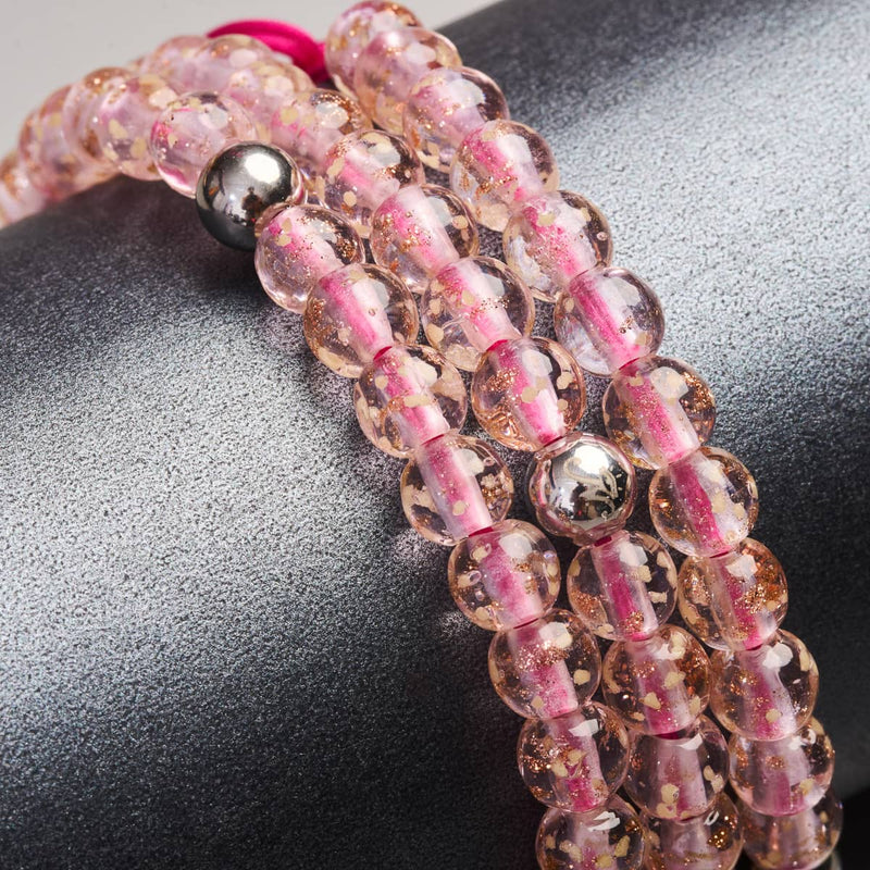 Rosewater x Magenta | Mini Firefly Glass Macrame Bracelet