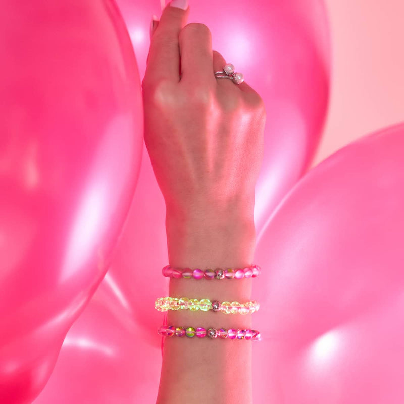 Rosewater x Magenta | Mini Firefly Glass Macrame Bracelet