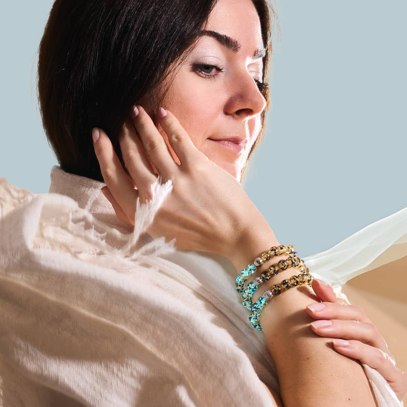 Sandstone Flame | Silver | Firefly Glass Macrame Bracelet