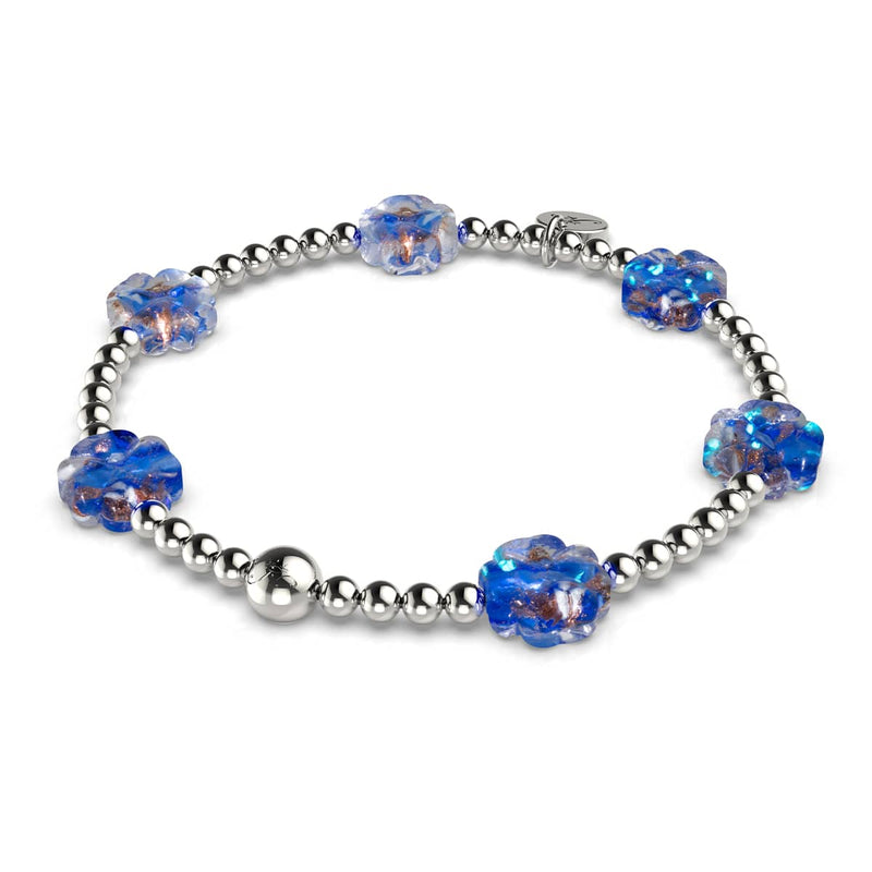 Sapphire | Silver | Firefly Glass Clover Essence Bracelet