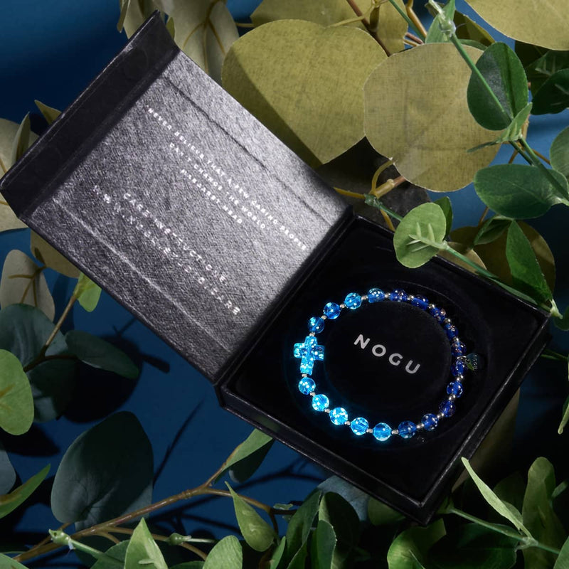 Sapphire | Silver | Firefly Glass Cross Bracelet