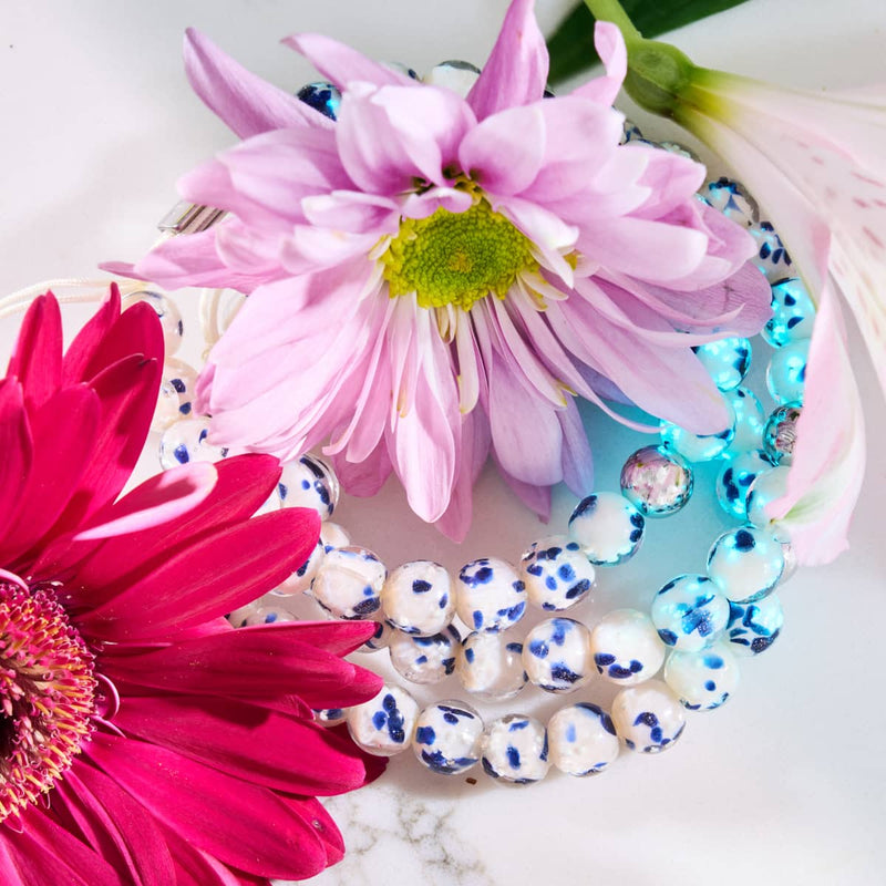 Starlit Waves | Silver | Firefly Glass Macrame Bracelet