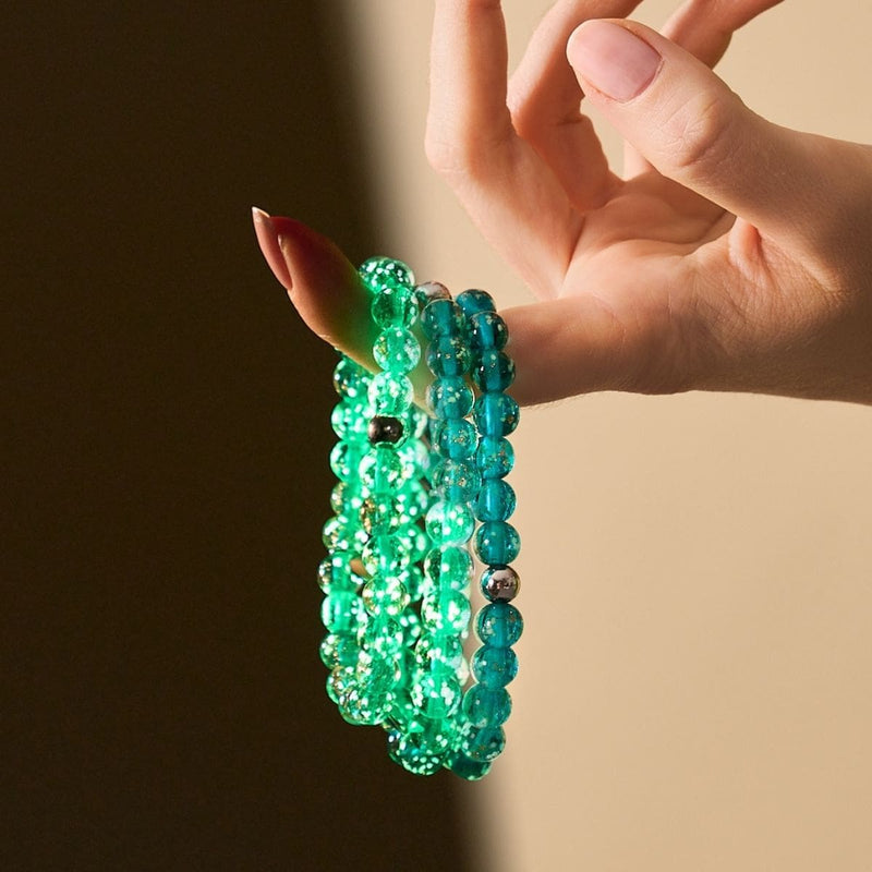 Teal | .925 Sterling Silver | Firefly Glass Bracelet