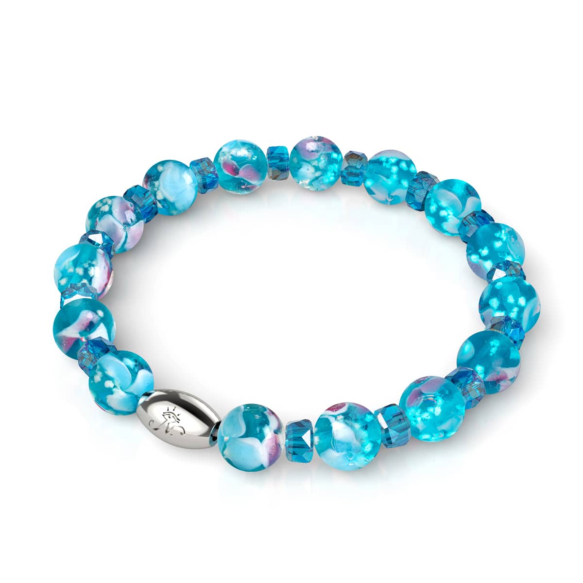 Teal Orchid | .925 Sterling Silver | Firefly Glass Blossom Bracelet