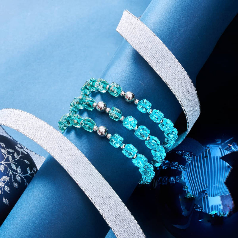 Teal | Silver | Firefly Glass Pebble Bracelet