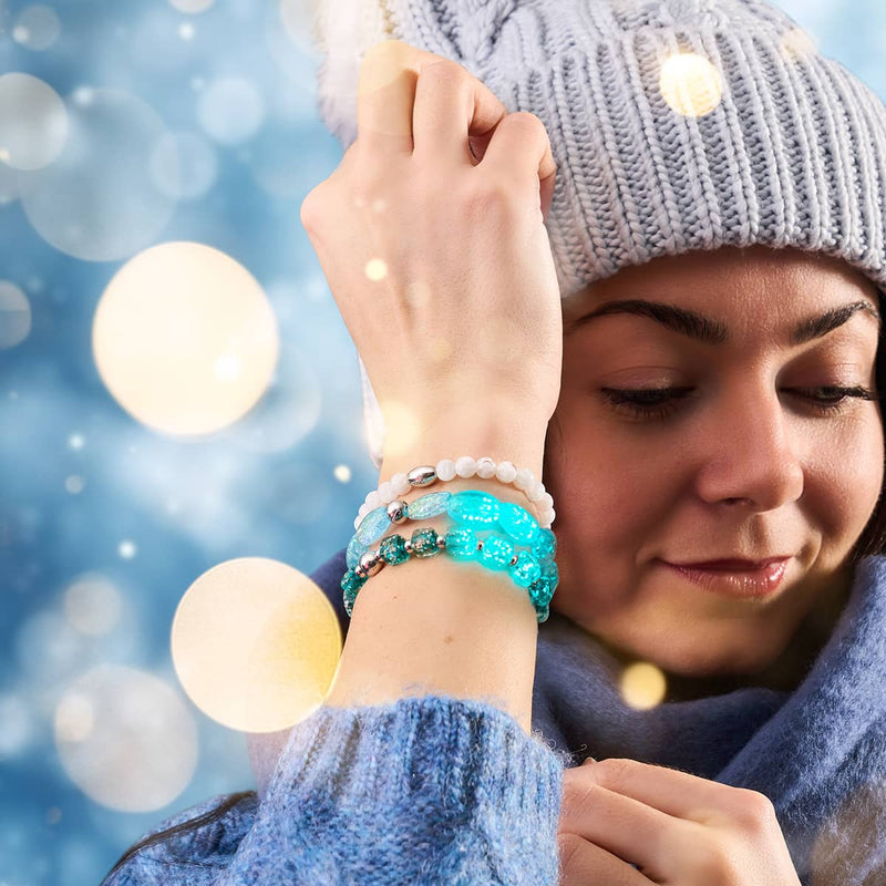 Teal | Silver | Firefly Glass Pebble Bracelet