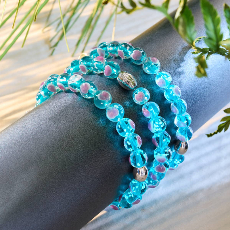 Teal x Pink | .925 Sterling Silver | Firefly Glass Love Bracelet