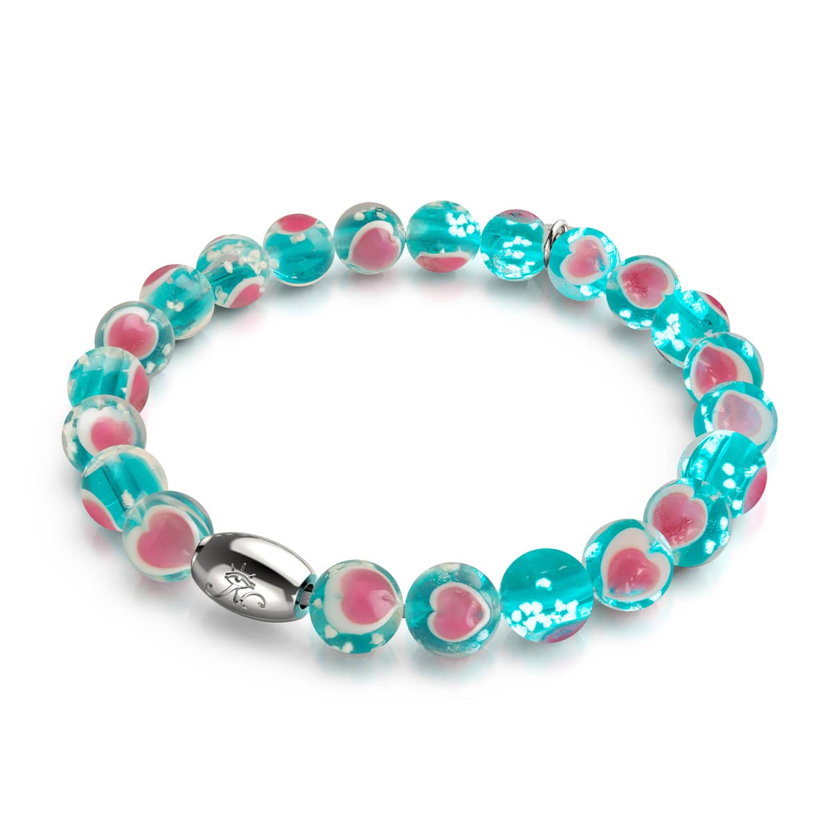Teal x Pink | .925 Sterling Silver | Firefly Glass Love Bracelet