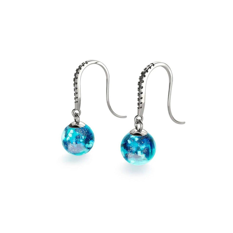 Aquamarine | .925 Sterling Silver | Firefly Glass Huggie Earrings