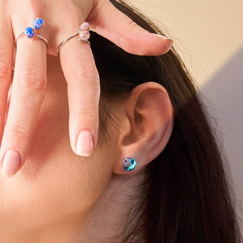 Blue Iris | .925 Sterling Silver | Firefly Glass Stud Earrings