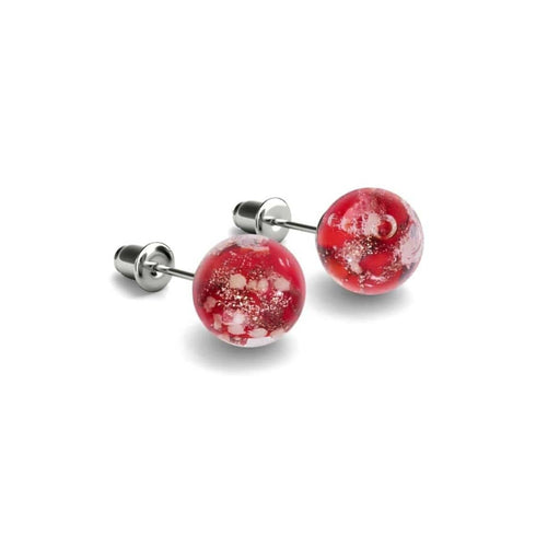 Crimson | .925 Sterling Silver | Firefly Glass Stud Earrings