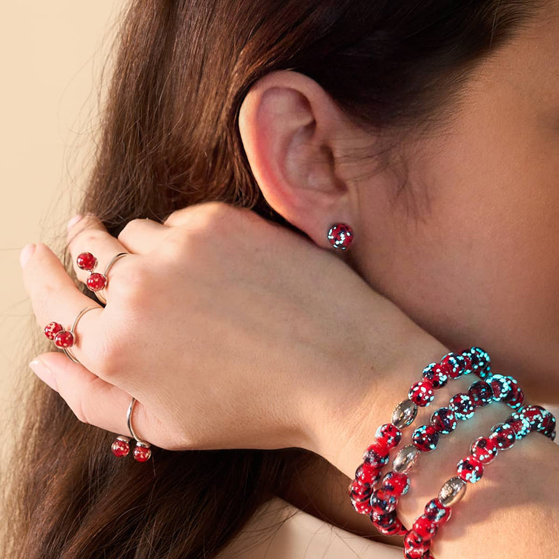 Fire and Ice | .925 Sterling Silver | Firefly Glass Stud Earrings