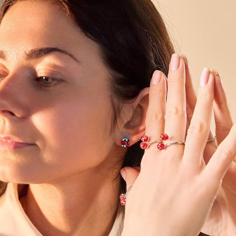 Fire and Ice | .925 Sterling Silver | Firefly Glass Stud Earrings