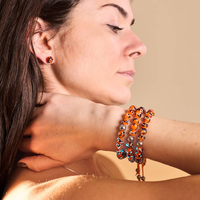 Glowing Ember | .925 Sterling Silver | Firefly Glass Stud Earrings