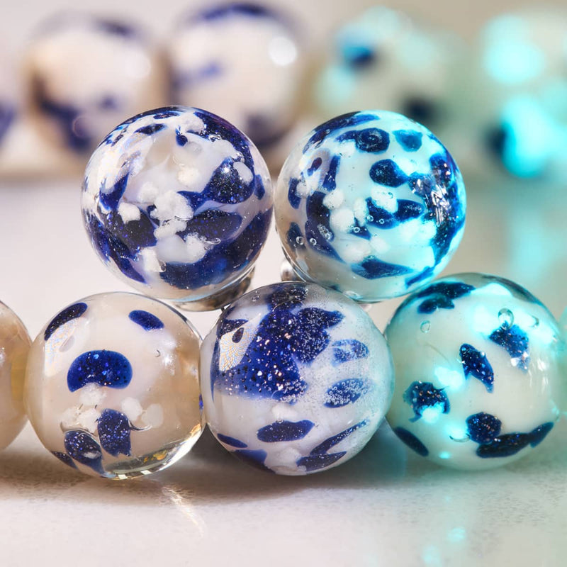 Starlit Waves | .925 Sterling Silver | Firefly Glass Stud Earrings