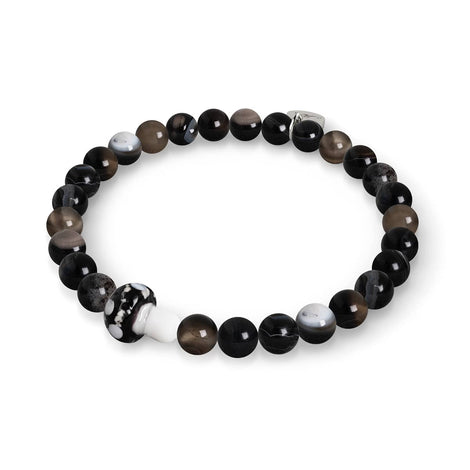 Black Agate | .925 Sterling Silver | Firefly Glass Mushroom Gemstone Bracelet