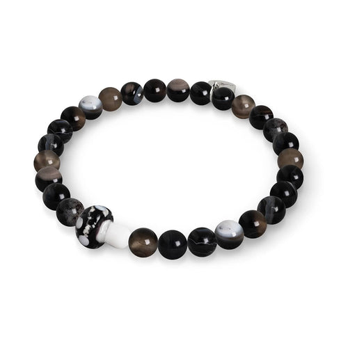 Black Agate | .925 Sterling Silver | Firefly Glass Mushroom Gemstone Bracelet