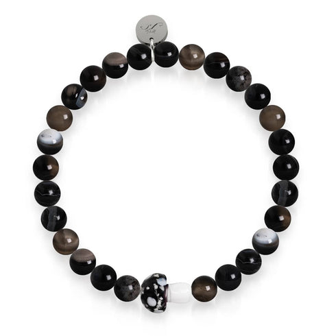 Black Agate | .925 Sterling Silver | Firefly Glass Mushroom Gemstone Bracelet