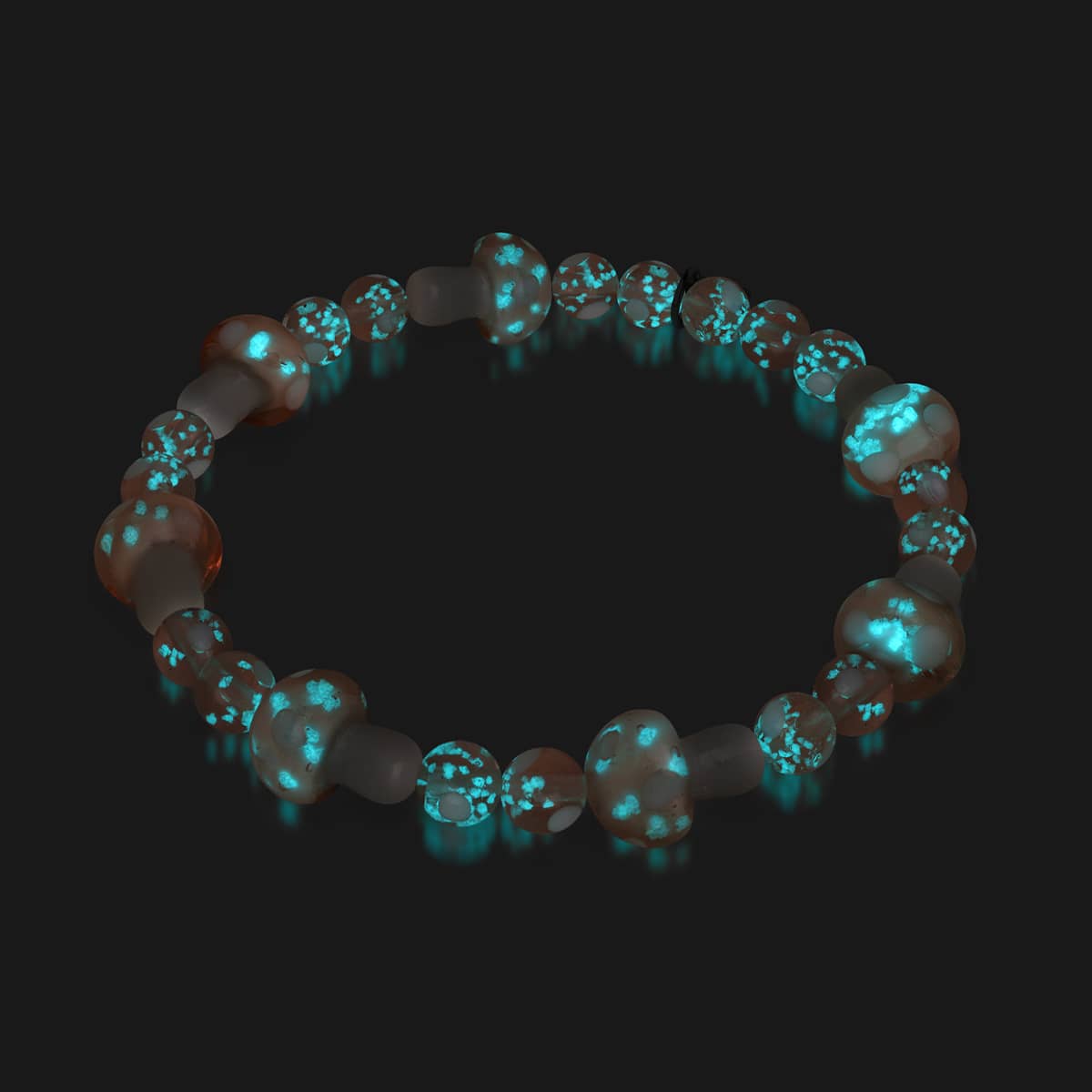 Blush | .925 Sterling Silver | Deluxe Firefly Glass Mushroom Bracelet