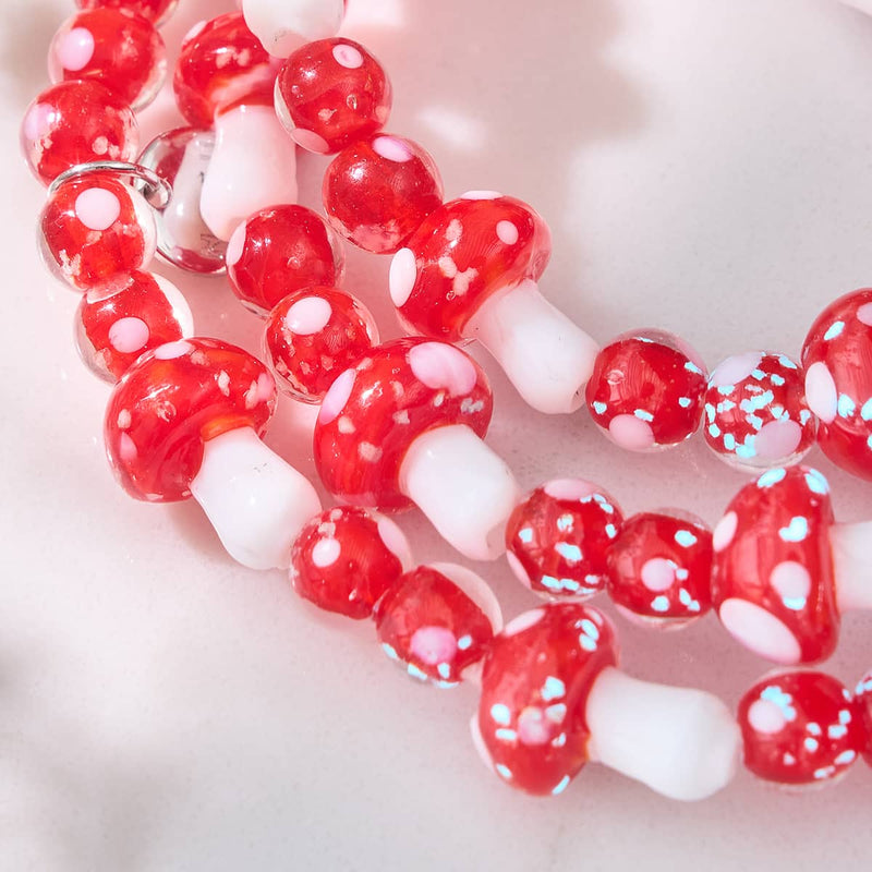 Cardinal | .925 Sterling Silver | Deluxe Firefly Glass Mushroom Bracelet