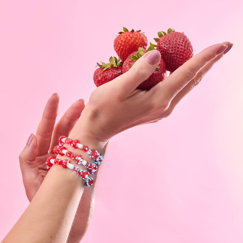 Cardinal | .925 Sterling Silver | Deluxe Firefly Glass Mushroom Bracelet