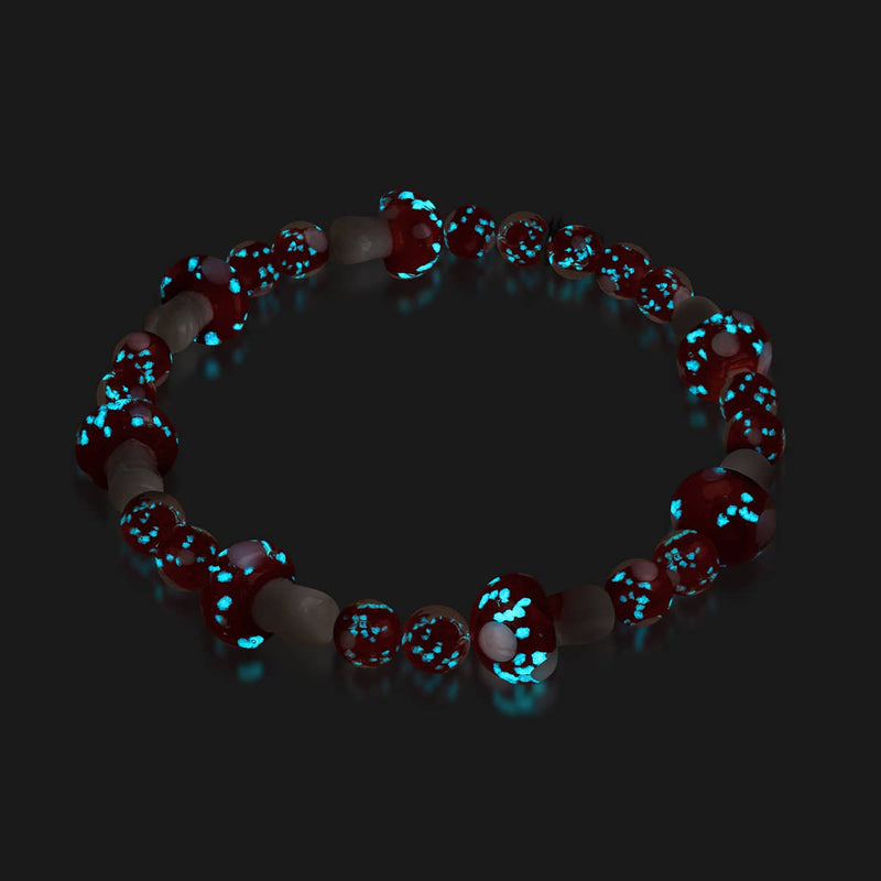 Cardinal | .925 Sterling Silver | Deluxe Firefly Glass Mushroom Bracelet