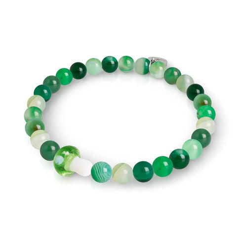 Green Agate | .925 Sterling Silver | Firefly Glass Mushroom Gemstone Bracelet