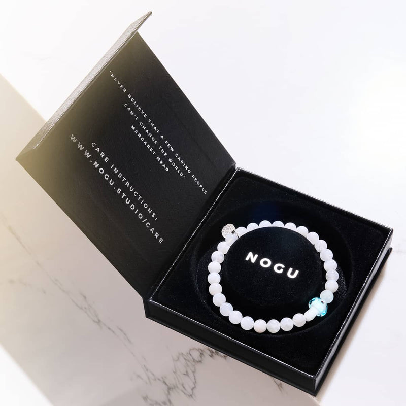 Moonstone | .925 Sterling Silver | Firefly Glass Mushroom Gemstone Bracelet