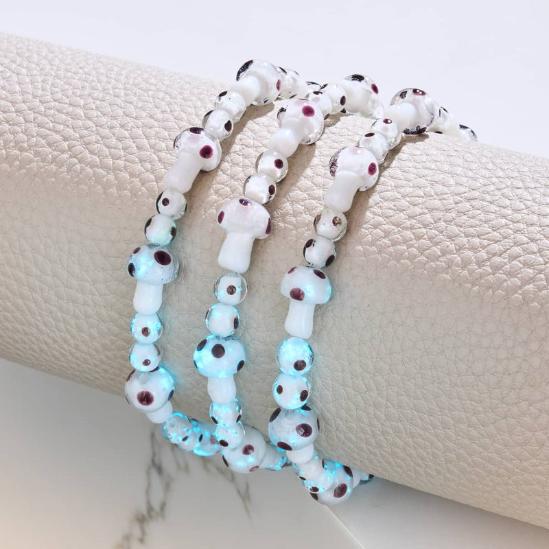 Oyster | .925 Sterling Silver | Deluxe Firefly Glass Mushroom Bracelet
