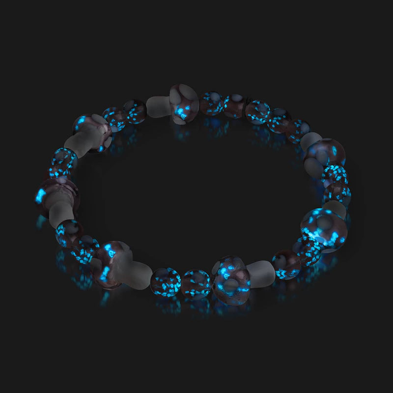 Plum | .925 Sterling Silver | Deluxe Firefly Glass Mushroom Bracelet