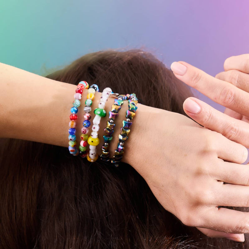 Rainbow | .925 Sterling Silver | Deluxe Firefly Glass Mushroom Bracelet