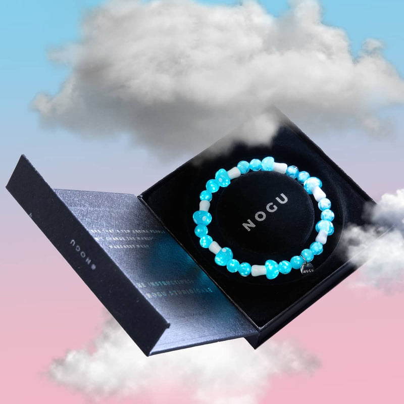 Sky Blue | .925 Sterling Silver | Deluxe Firefly Glass Mushroom Bracelet