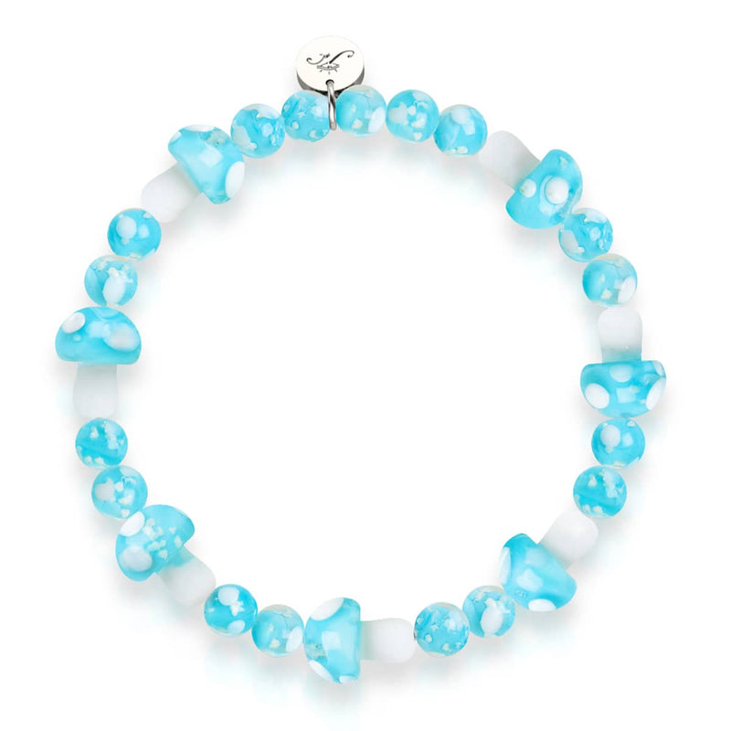 Sky Blue | .925 Sterling Silver | Deluxe Firefly Glass Mushroom Bracelet