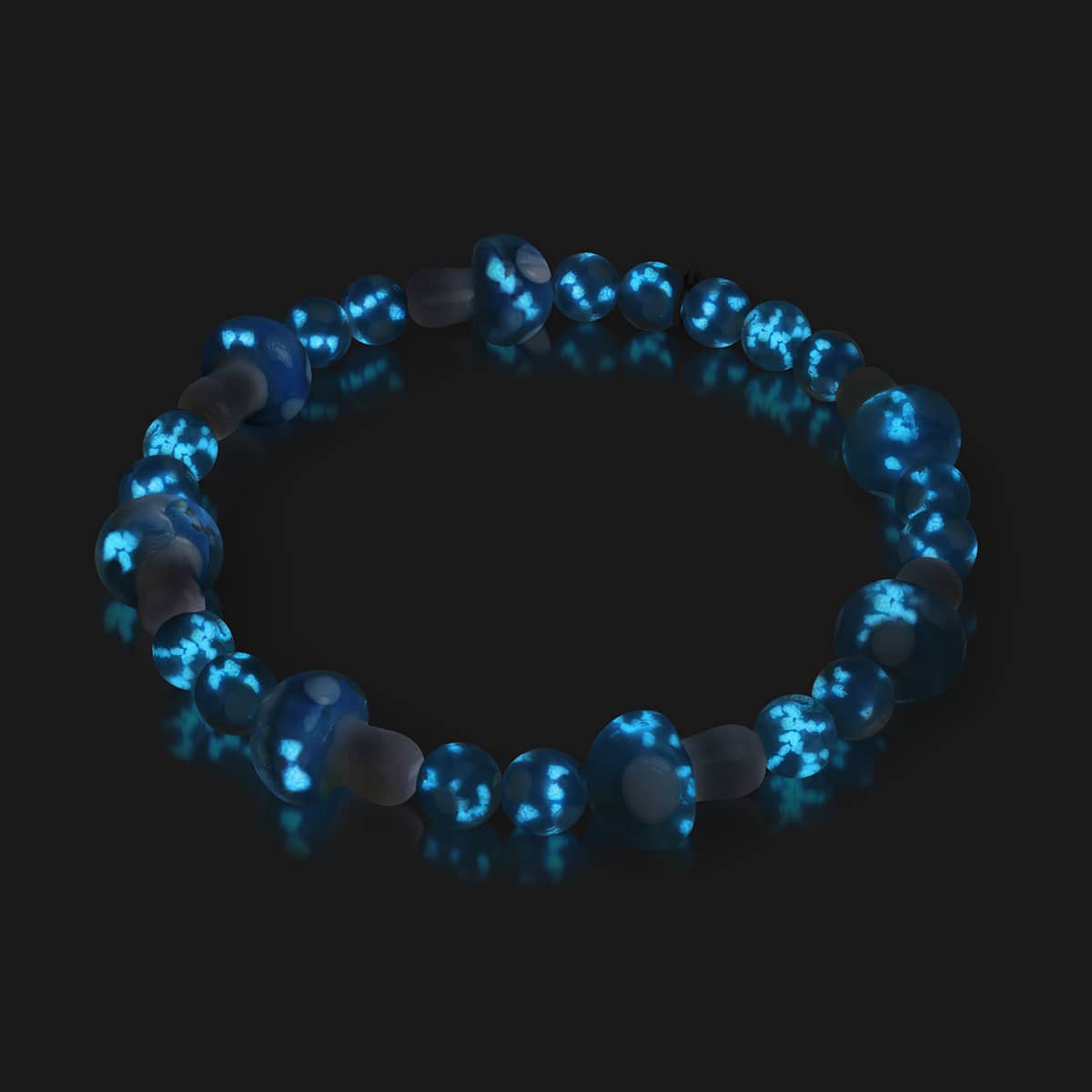 Sky Blue | .925 Sterling Silver | Deluxe Firefly Glass Mushroom Bracelet