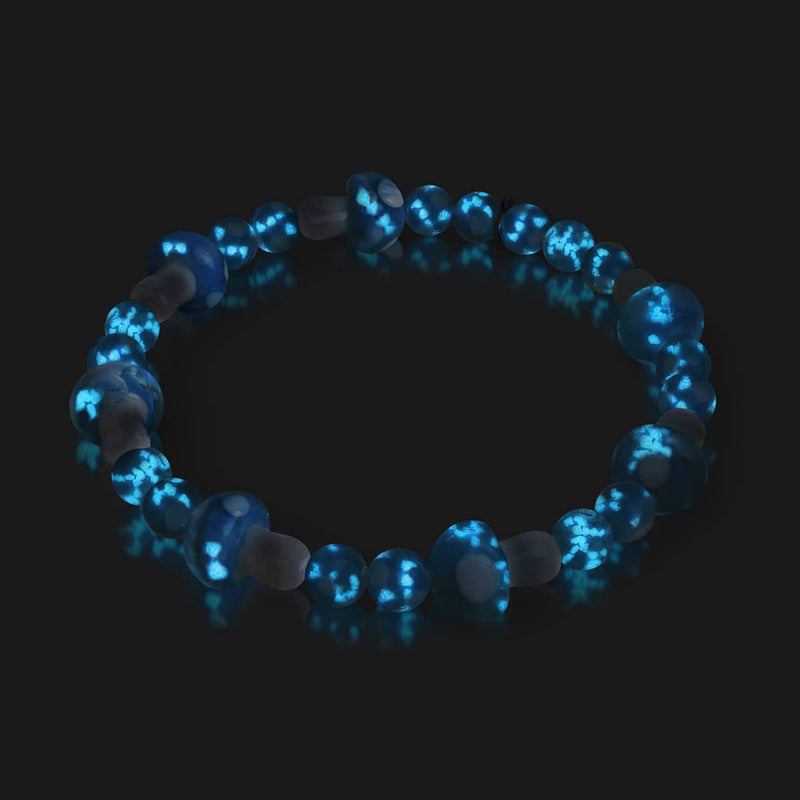 Sky Blue | .925 Sterling Silver | Deluxe Firefly Glass Mushroom Bracelet