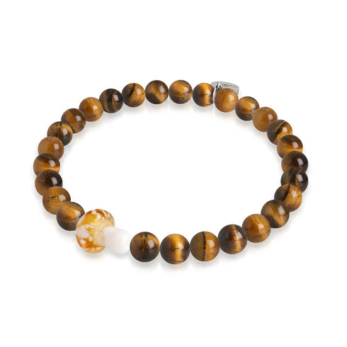 Tigers Eye | .925 Sterling Silver | Firefly Glass Mushroom Gemstone Bracelet