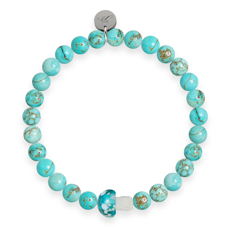 Turquoise | .925 Sterling Silver | Firefly Glass Mushroom Gemstone Bracelet