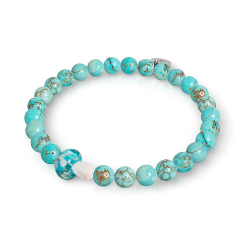 Turquoise | .925 Sterling Silver | Firefly Glass Mushroom Gemstone Bracelet