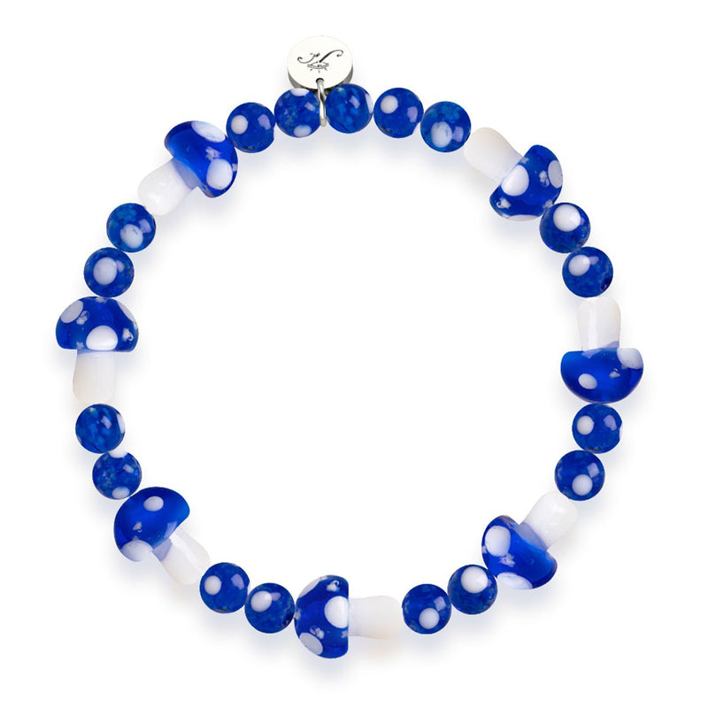 Ultramarine | .925 Sterling Silver | Deluxe Firefly Glass Mushroom Bracelet