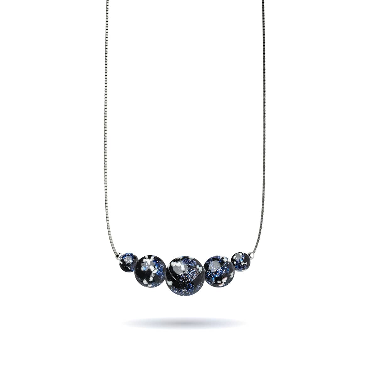 Pitch Black | .925 Sterling Silver | Firefly Glass Infinity Clasp Necklace