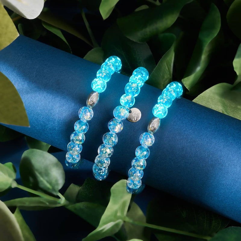 Azure Flare | .925 Sterling Silver | Firework Glass Bracelet