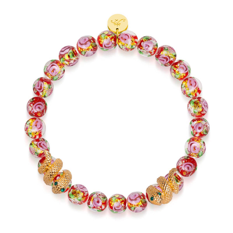 Golden Snake | Firework Glass Rose Bracelet